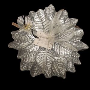 Akcam Set of 4 Turkish Glass Side Salad Silver  Glittering